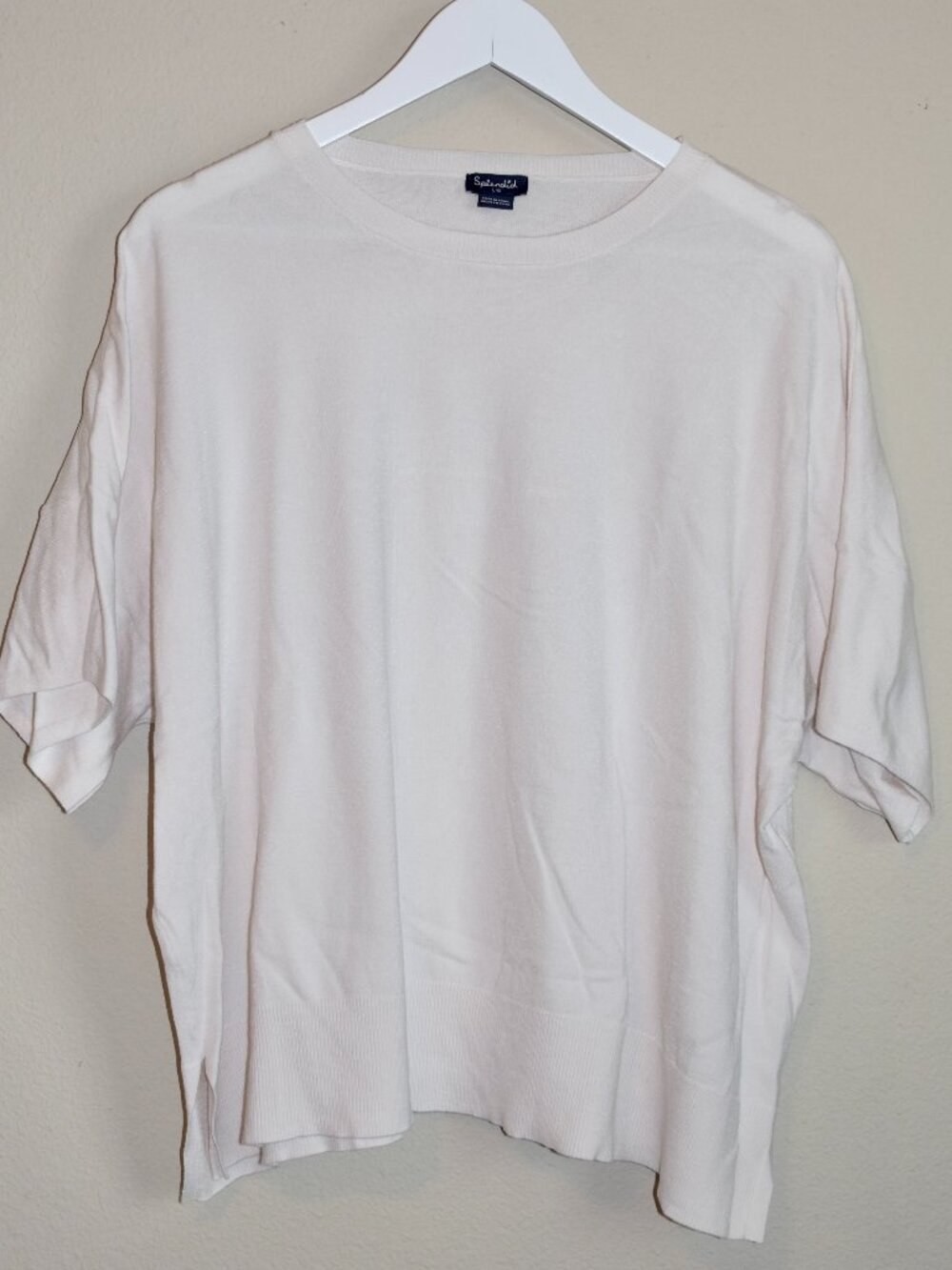 Splendid Cream Oversized Dolman Short Sleeve Sweater L